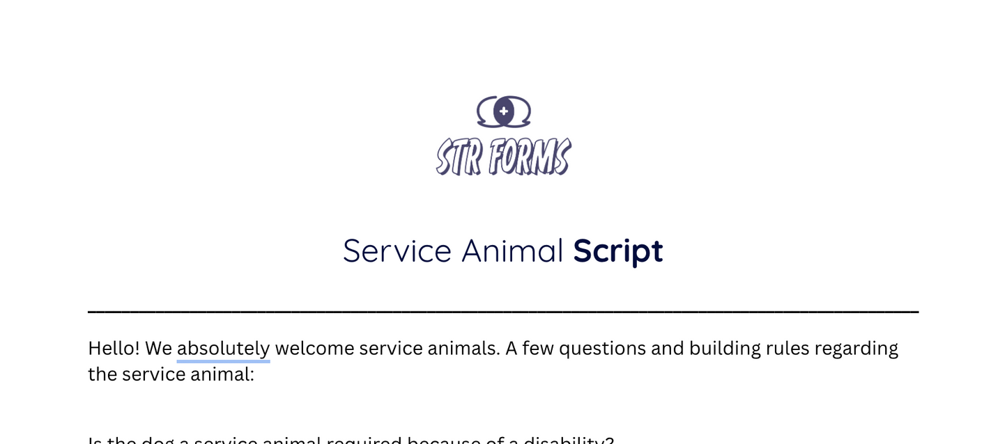 Service Animal Script