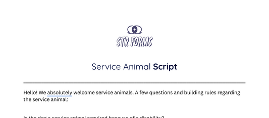 Service Animal Script